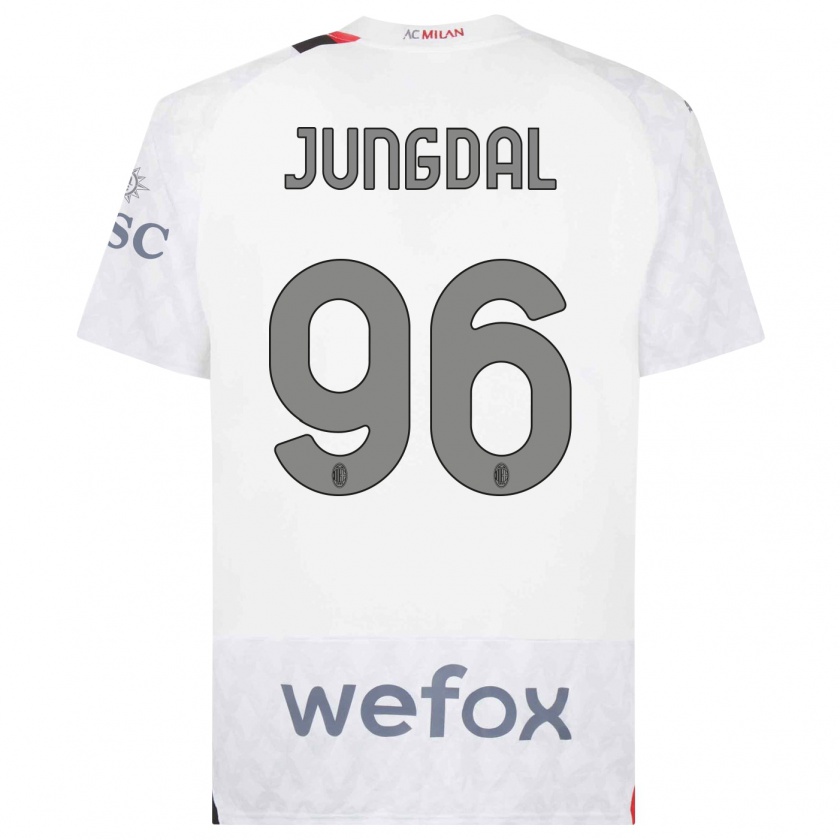 Kandiny Kinderen Andreas Jungdal #96 Wit Uitshirt Uittenue 2023/24 T-Shirt België