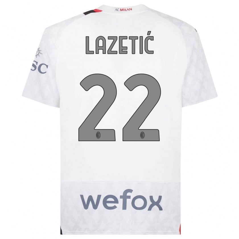 Kandiny Bambino Maglia Marko Lazetic #22 Bianco Kit Gara Away 2023/24 Maglietta