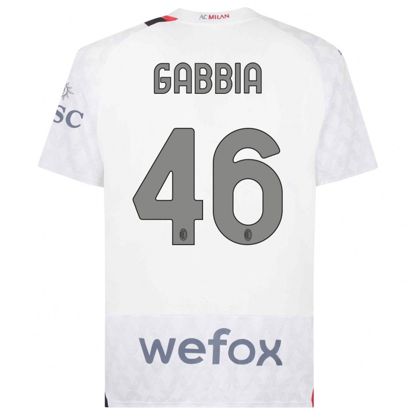 Kandiny Kinderen Matteo Gabbia #46 Wit Uitshirt Uittenue 2023/24 T-Shirt België