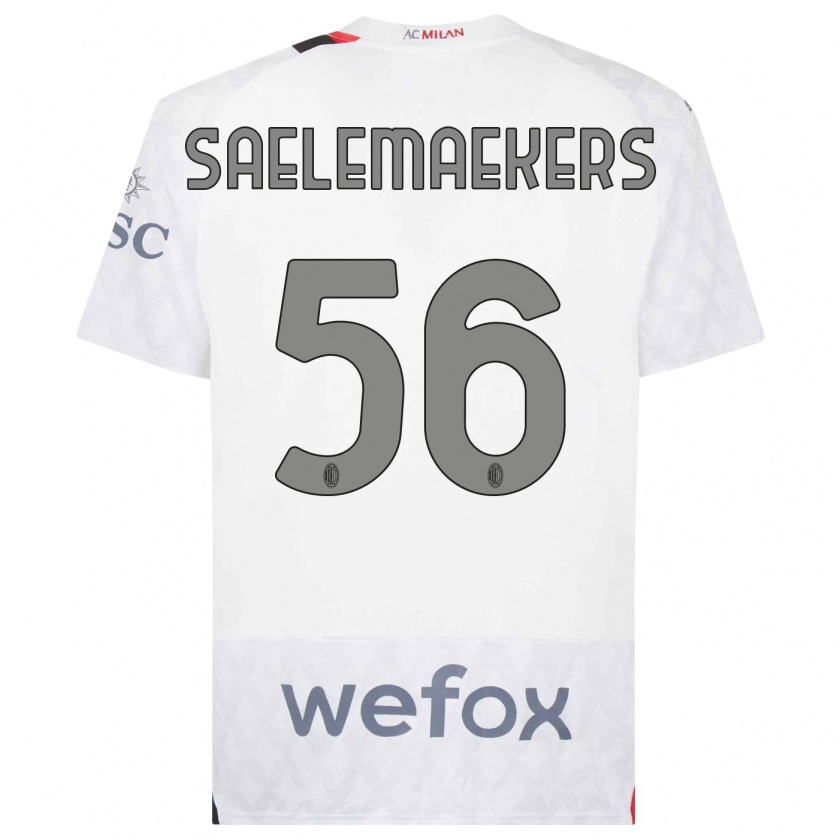 Kandiny Kinderen Alexis Saelemaekers #56 Wit Uitshirt Uittenue 2023/24 T-Shirt België