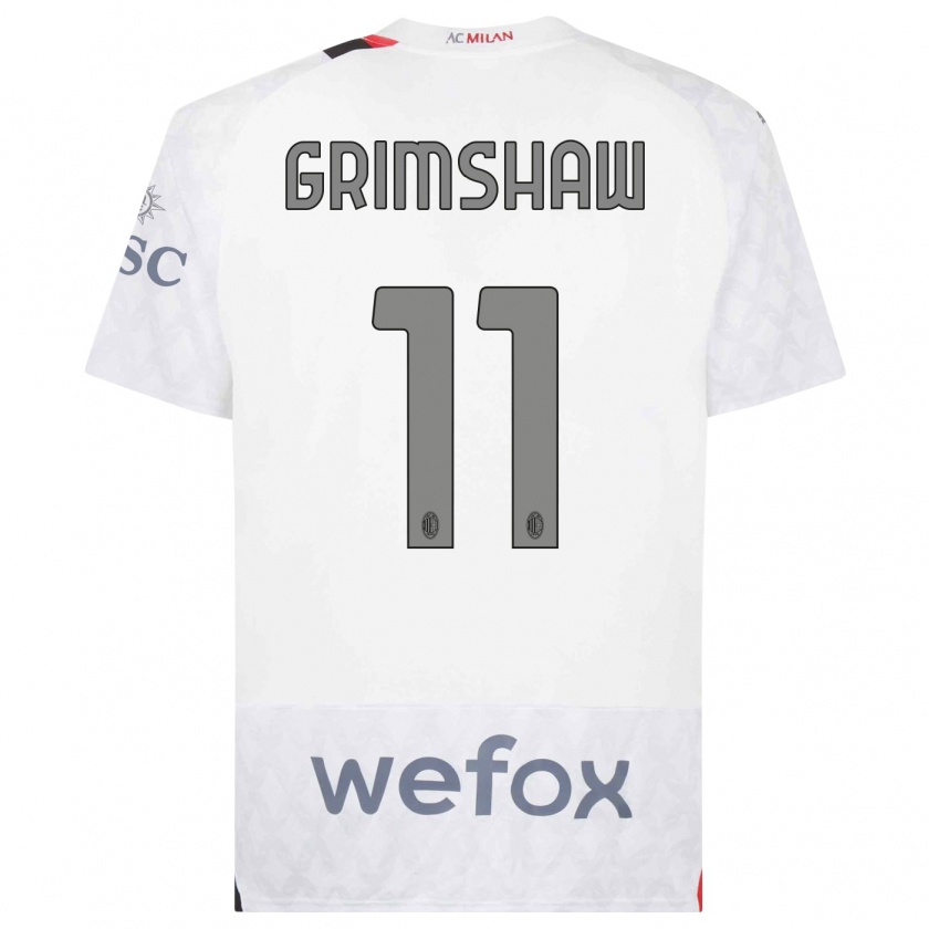 Kandiny Bambino Maglia Christy Grimshaw #11 Bianco Kit Gara Away 2023/24 Maglietta