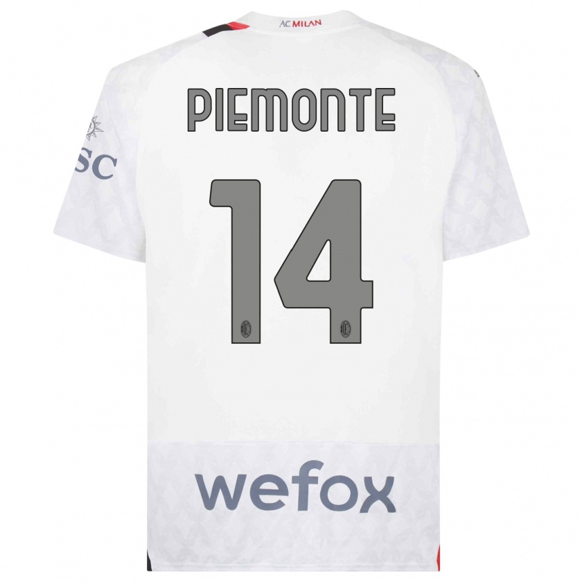 Kandiny Bambino Maglia Martina Piemonte #14 Bianco Kit Gara Away 2023/24 Maglietta