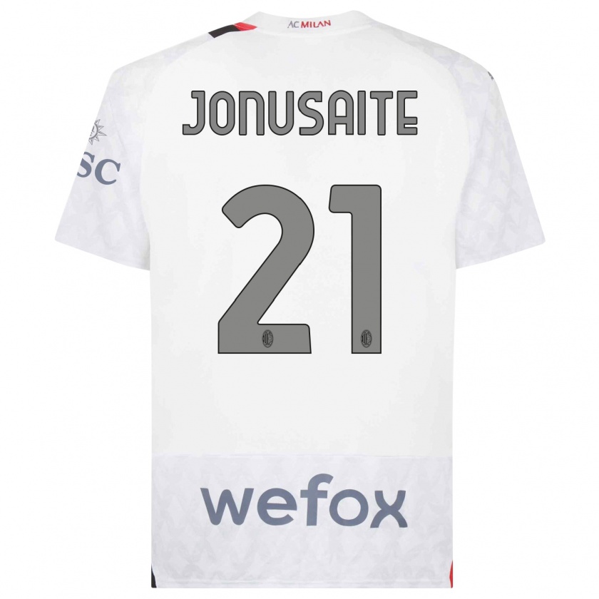 Kandiny Bambino Maglia Rimante Jonusaite #21 Bianco Kit Gara Away 2023/24 Maglietta