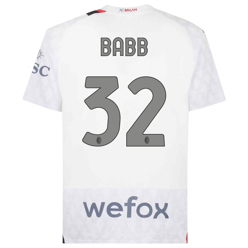 Kandiny Niño Camiseta Selena Delia Babb #32 Blanco 2ª Equipación 2023/24 La Camisa