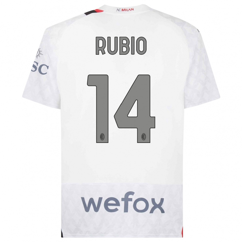 Kandiny Bambino Maglia Silvia Rubio #14 Bianco Kit Gara Away 2023/24 Maglietta