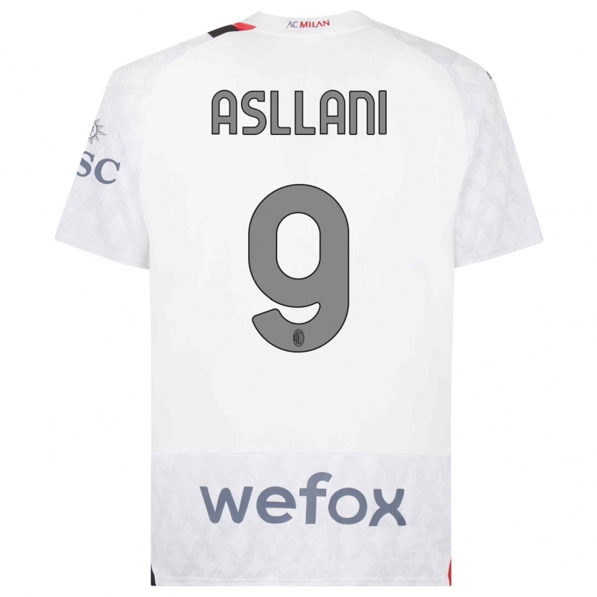 Kandiny Bambino Maglia Kosovare Asllani #9 Bianco Kit Gara Away 2023/24 Maglietta