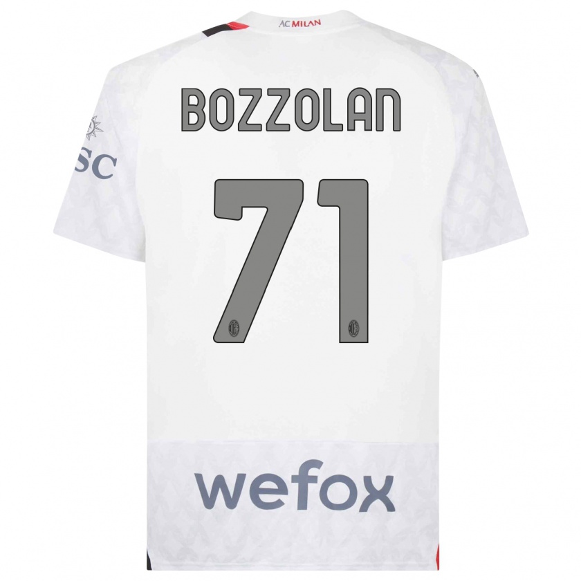 Kandiny Bambino Maglia Andrea Bozzolan #71 Bianco Kit Gara Away 2023/24 Maglietta