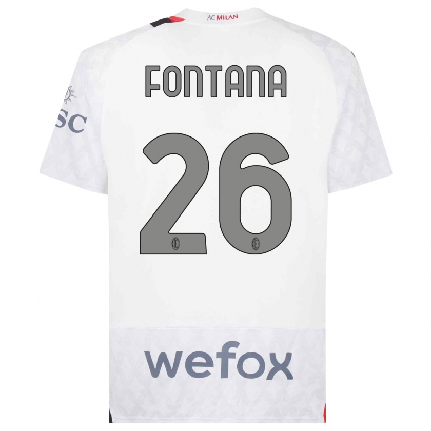 Kandiny Bambino Maglia Francesco Fontana #26 Bianco Kit Gara Away 2023/24 Maglietta