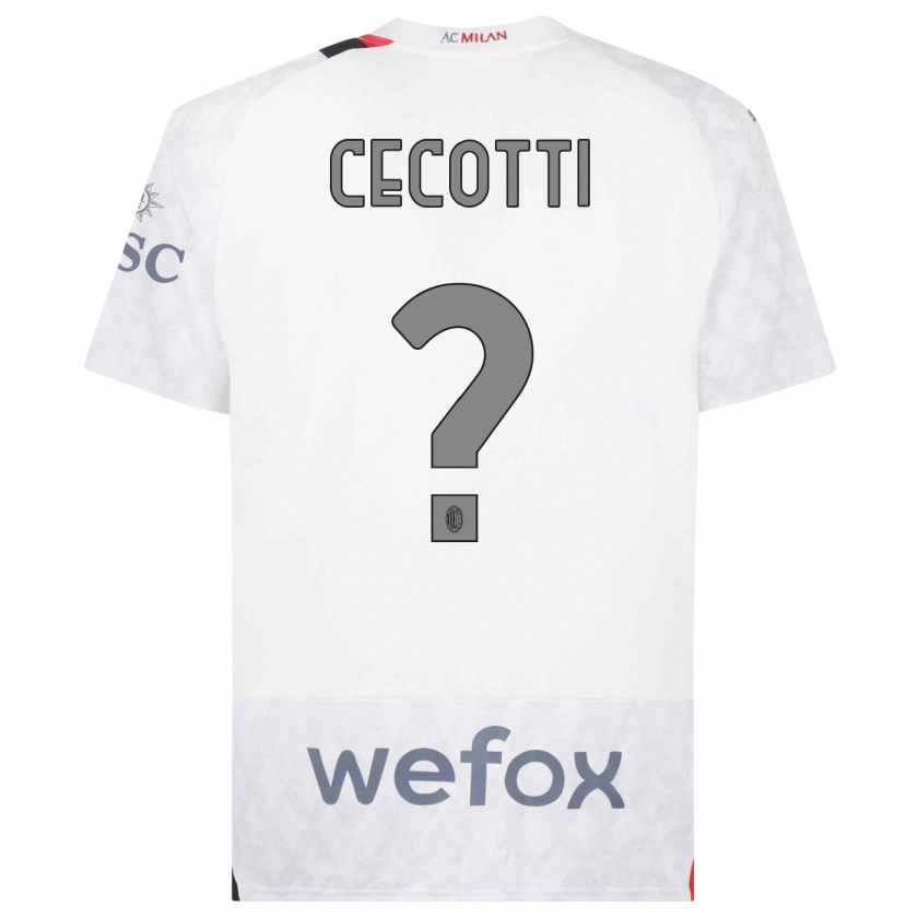 Kandiny Bambino Maglia Tommaso Cecotti #0 Bianco Kit Gara Away 2023/24 Maglietta