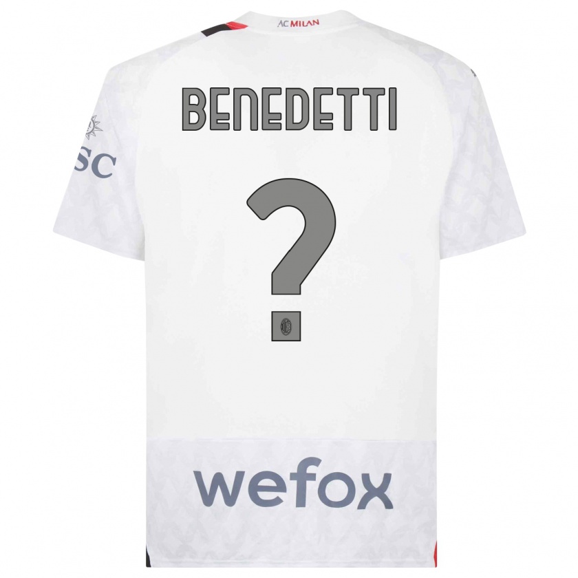 Kandiny Bambino Maglia Emanuele Benedetti #0 Bianco Kit Gara Away 2023/24 Maglietta