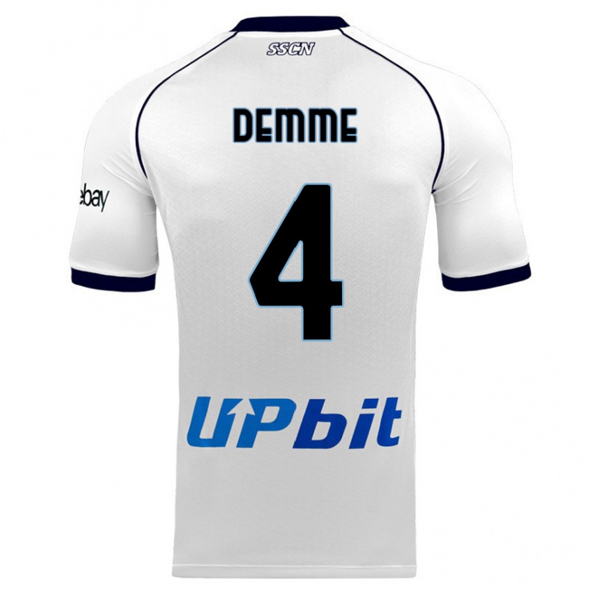 Kandiny Bambino Maglia Diego Demme #4 Bianco Kit Gara Away 2023/24 Maglietta