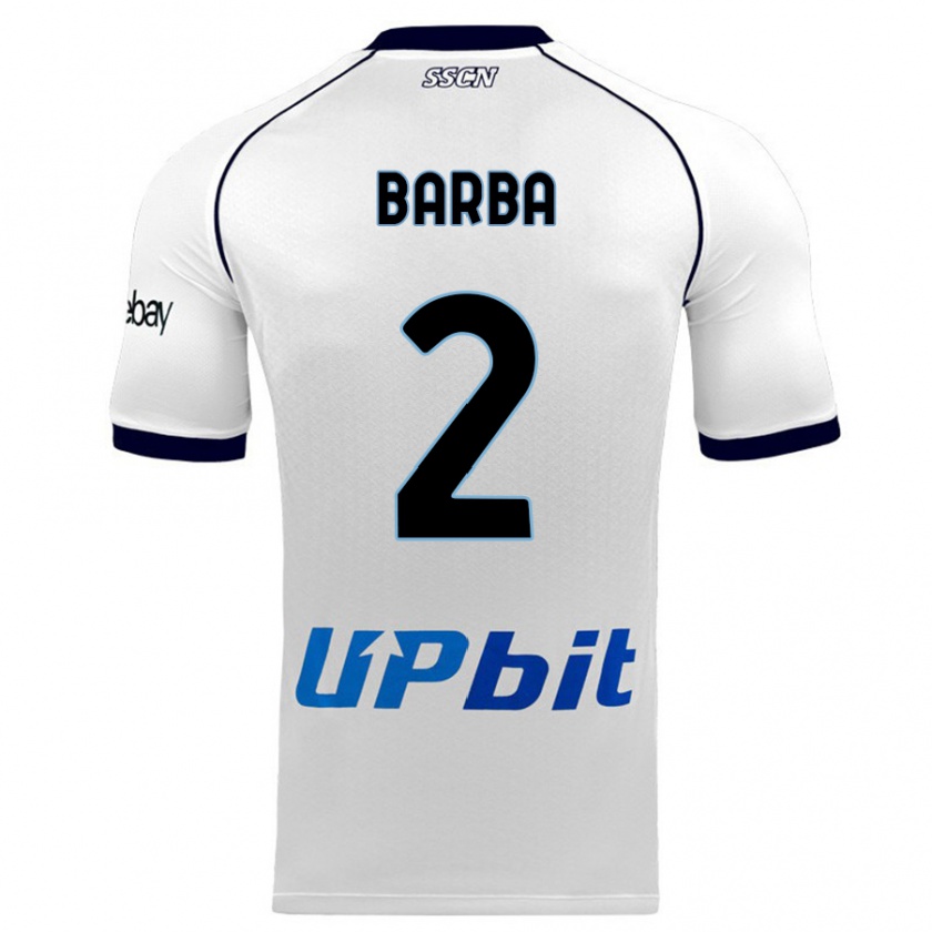 Kandiny Bambino Maglia Benedetto Barba #2 Bianco Kit Gara Away 2023/24 Maglietta