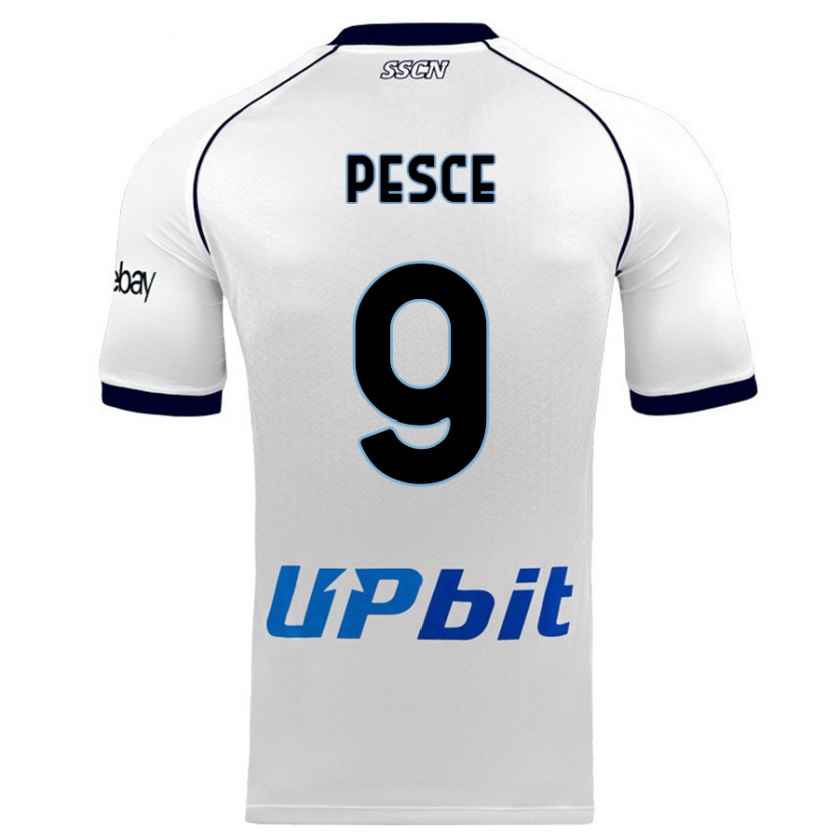 Kandiny Bambino Maglia Antonio Pesce #9 Bianco Kit Gara Away 2023/24 Maglietta