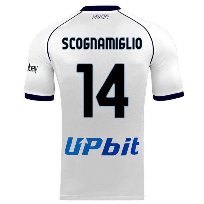 Kandiny Kinderen Fabio Scognamiglio #14 Wit Uitshirt Uittenue 2023/24 T-Shirt België