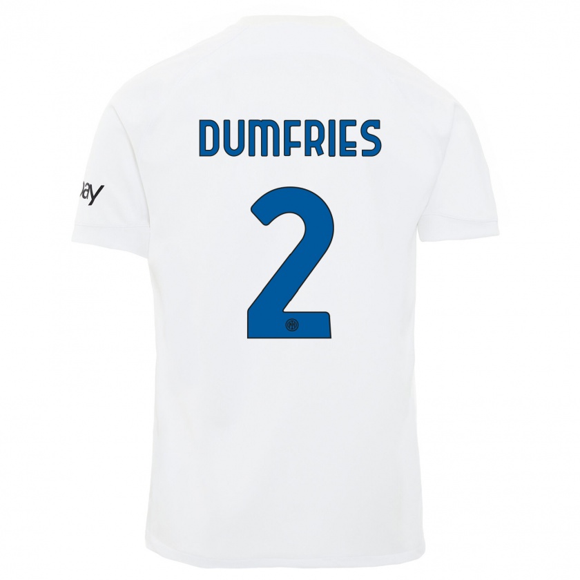 Kandiny Niño Camiseta Denzel Dumfries #2 Blanco 2ª Equipación 2023/24 La Camisa