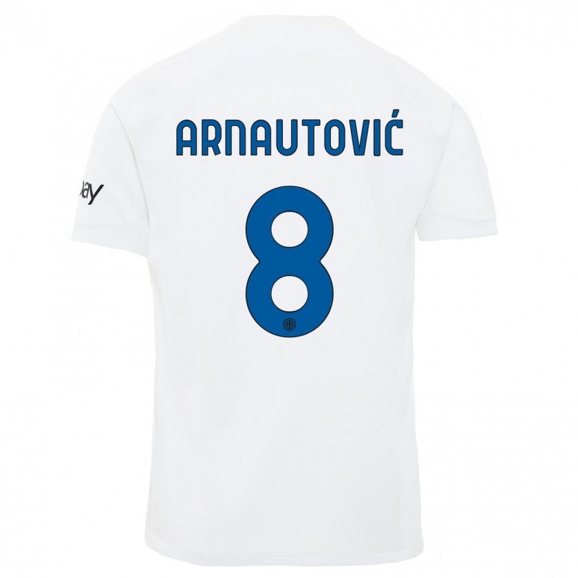 Kandiny Bambino Maglia Marko Arnautovic #8 Bianco Kit Gara Away 2023/24 Maglietta