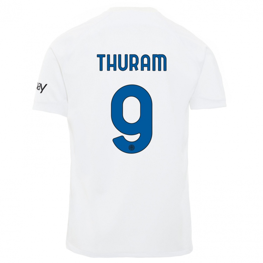 Kandiny Niño Camiseta Marcus Thuram #9 Blanco 2ª Equipación 2023/24 La Camisa