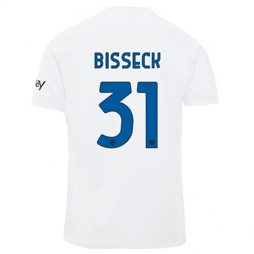 Kandiny Bambino Maglia Yann Bisseck #31 Bianco Kit Gara Away 2023/24 Maglietta