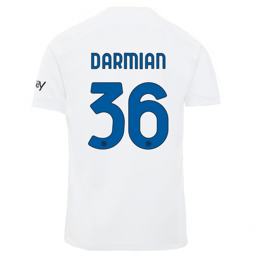 Kandiny Bambino Maglia Matteo Darmian #36 Bianco Kit Gara Away 2023/24 Maglietta