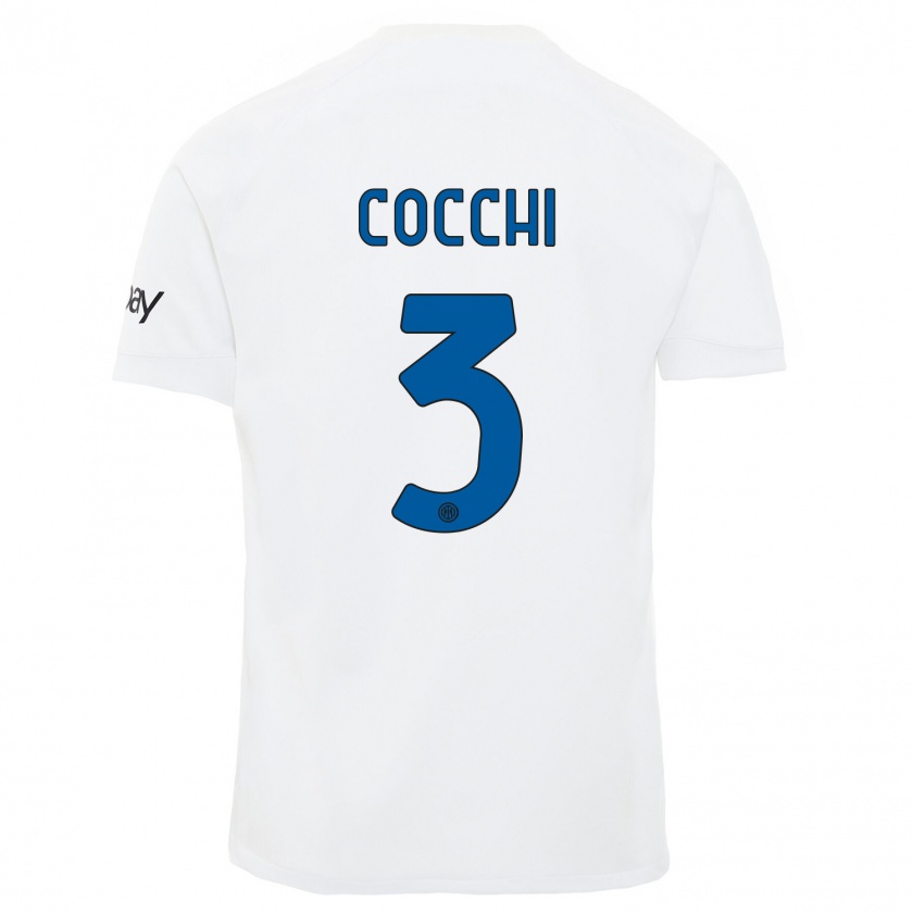 Kandiny Bambino Maglia Matteo Cocchi #3 Bianco Kit Gara Away 2023/24 Maglietta