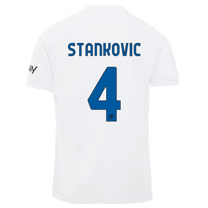 Kandiny Kinderen Aleksandar Stankovic #4 Wit Uitshirt Uittenue 2023/24 T-Shirt België