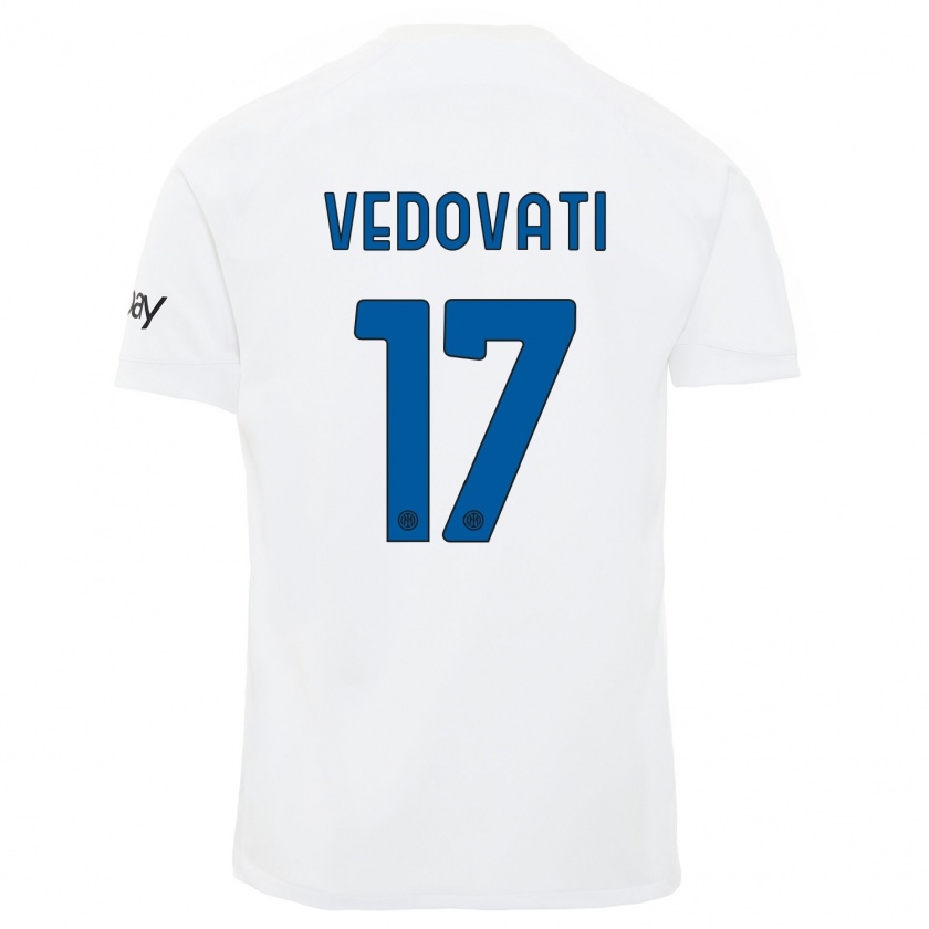 Kandiny Bambino Maglia Gabriele Vedovati #17 Bianco Kit Gara Away 2023/24 Maglietta