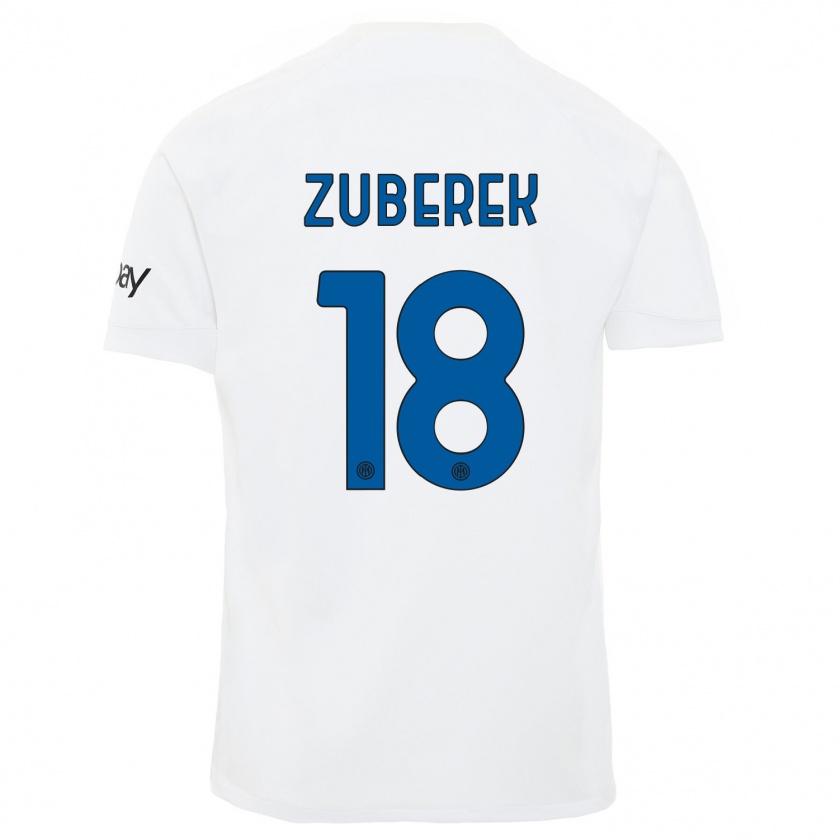 Kandiny Bambino Maglia Jan Zuberek #18 Bianco Kit Gara Away 2023/24 Maglietta