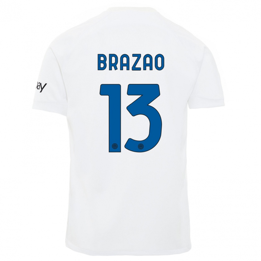 Kandiny Kinderen Gabriel Brazao #13 Wit Uitshirt Uittenue 2023/24 T-Shirt België