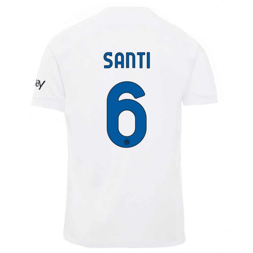 Kandiny Bambino Maglia Irene Santi #6 Bianco Kit Gara Away 2023/24 Maglietta