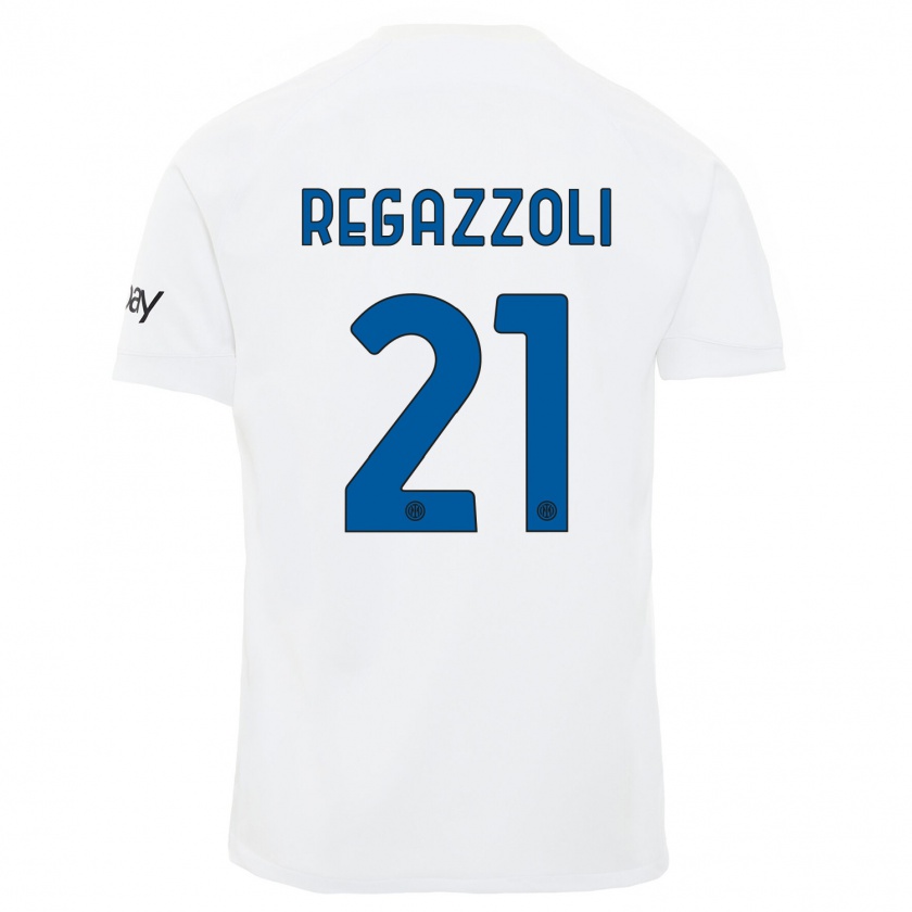 Kandiny Niño Camiseta Alice Regazzoli #21 Blanco 2ª Equipación 2023/24 La Camisa