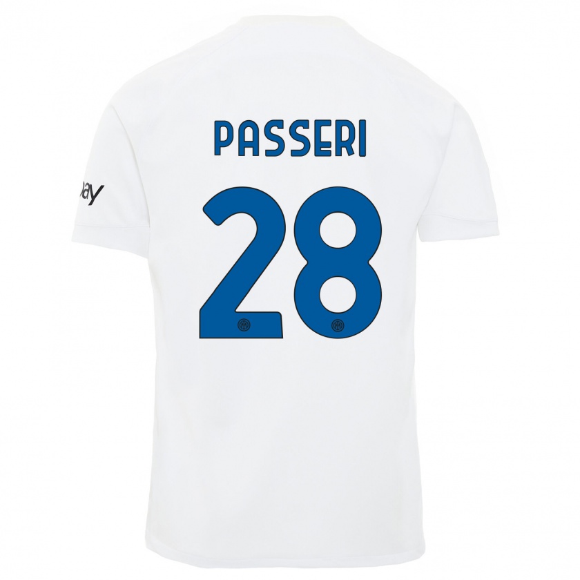 Kandiny Bambino Maglia Angela Passeri #28 Bianco Kit Gara Away 2023/24 Maglietta