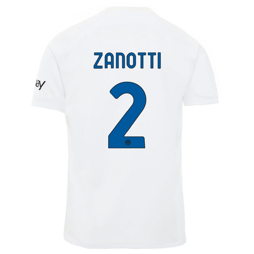 Kandiny Bambino Maglia Mattia Zanotti #2 Bianco Kit Gara Away 2023/24 Maglietta