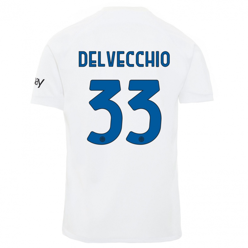 Kandiny Bambino Maglia Gabriele Delvecchio #33 Bianco Kit Gara Away 2023/24 Maglietta