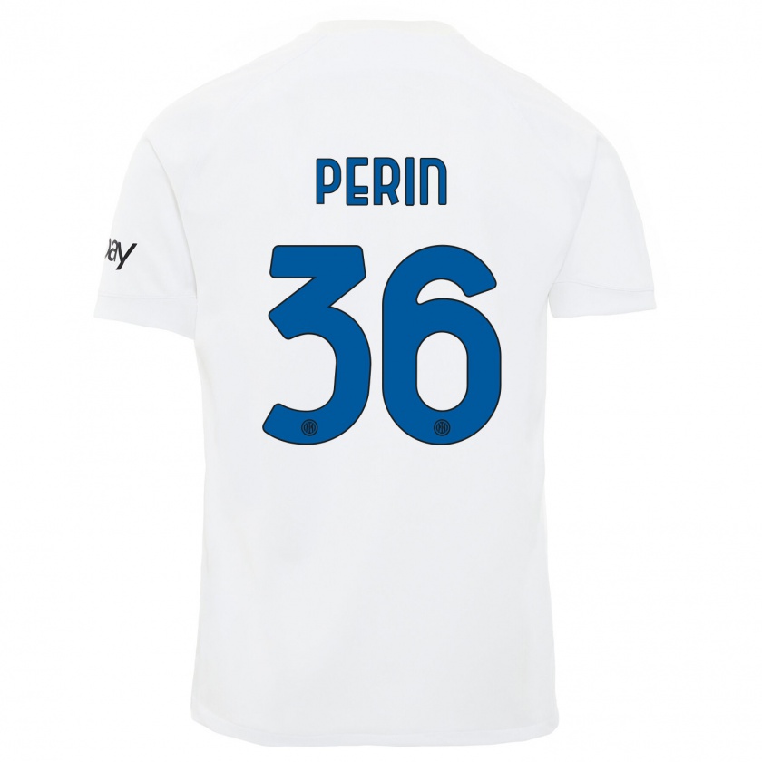 Kandiny Niño Camiseta Nicolo Perin #36 Blanco 2ª Equipación 2023/24 La Camisa