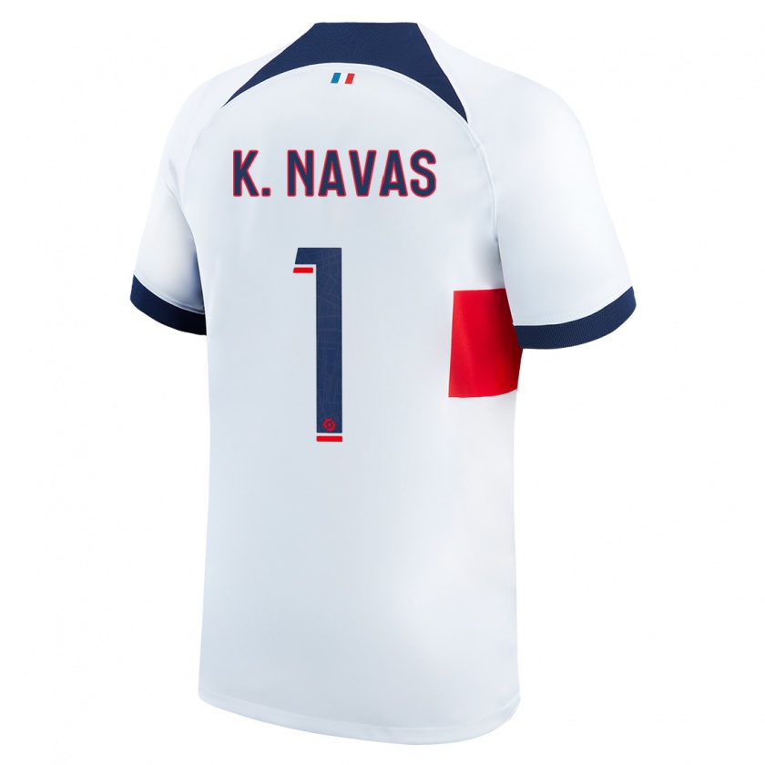 Kandiny Bambino Maglia Keylor Navas #1 Bianco Kit Gara Away 2023/24 Maglietta