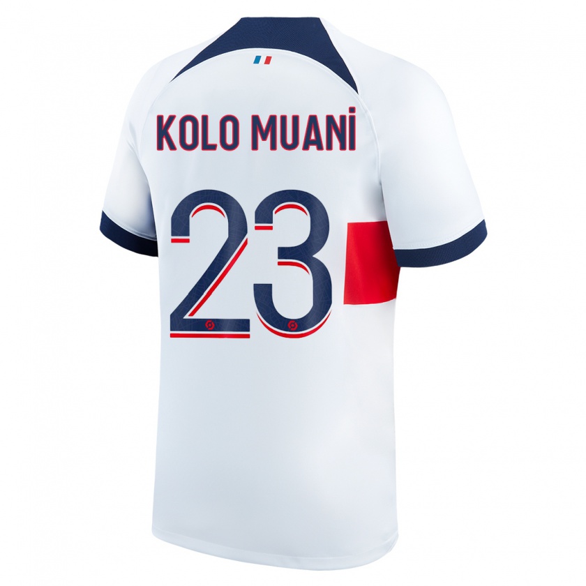 Kandiny Bambino Maglia Randal Kolo Muani #23 Bianco Kit Gara Away 2023/24 Maglietta