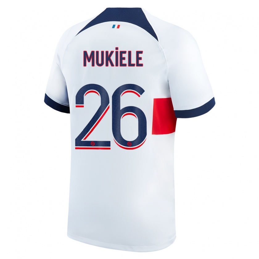 Kandiny Bambino Maglia Nordi Mukiele #26 Bianco Kit Gara Away 2023/24 Maglietta