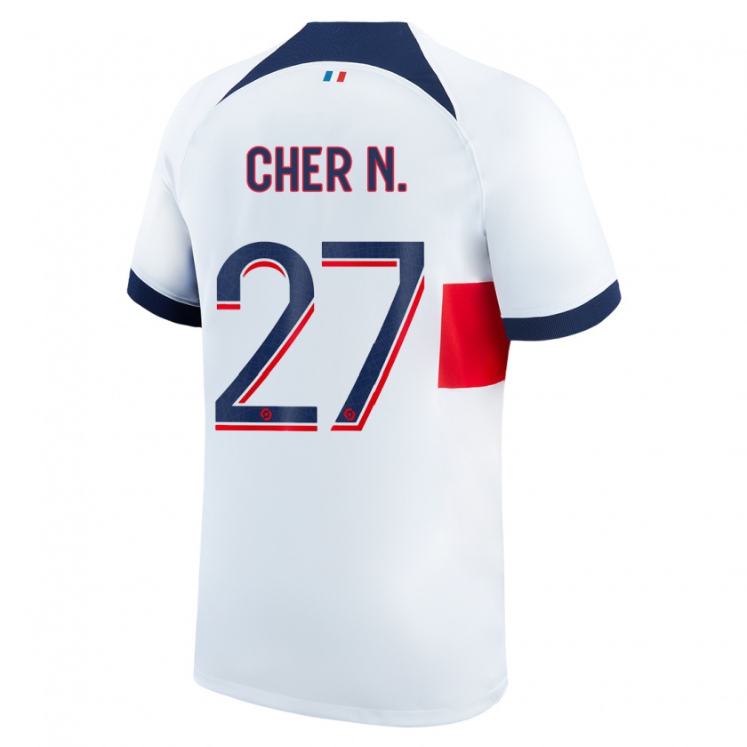 Kandiny Bambino Maglia Cher Ndour #27 Bianco Kit Gara Away 2023/24 Maglietta