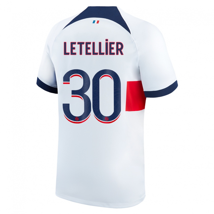 Kandiny Bambino Maglia Alexandre Letellier #30 Bianco Kit Gara Away 2023/24 Maglietta