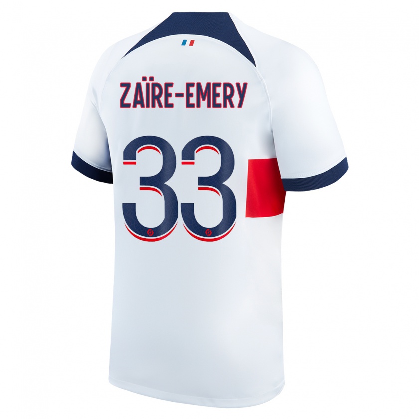 Kandiny Kinder Warren Zaïre-Emery #33 Weiß Auswärtstrikot Trikot 2023/24 T-Shirt Österreich