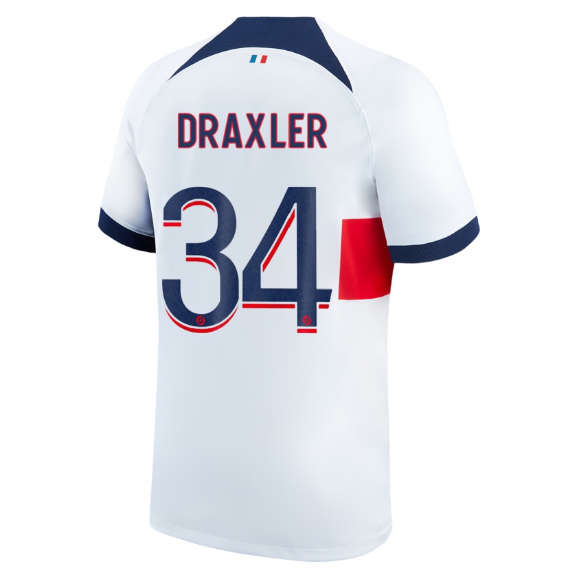 Kandiny Bambino Maglia Julian Draxler #34 Bianco Kit Gara Away 2023/24 Maglietta