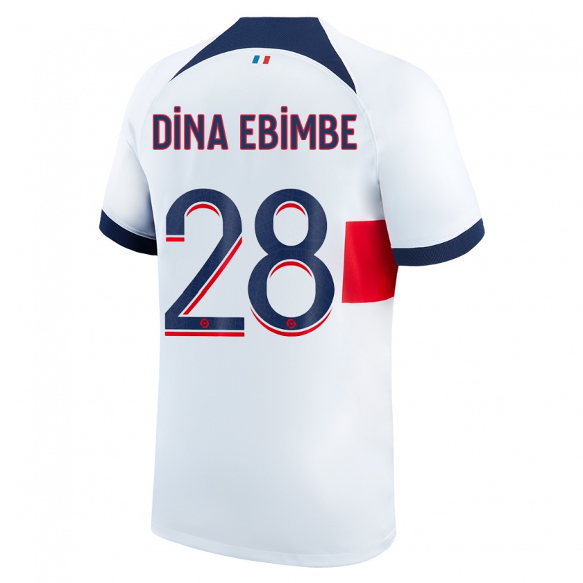 Kandiny Bambino Maglia Eric Junior Dina Ebimbe #28 Bianco Kit Gara Away 2023/24 Maglietta