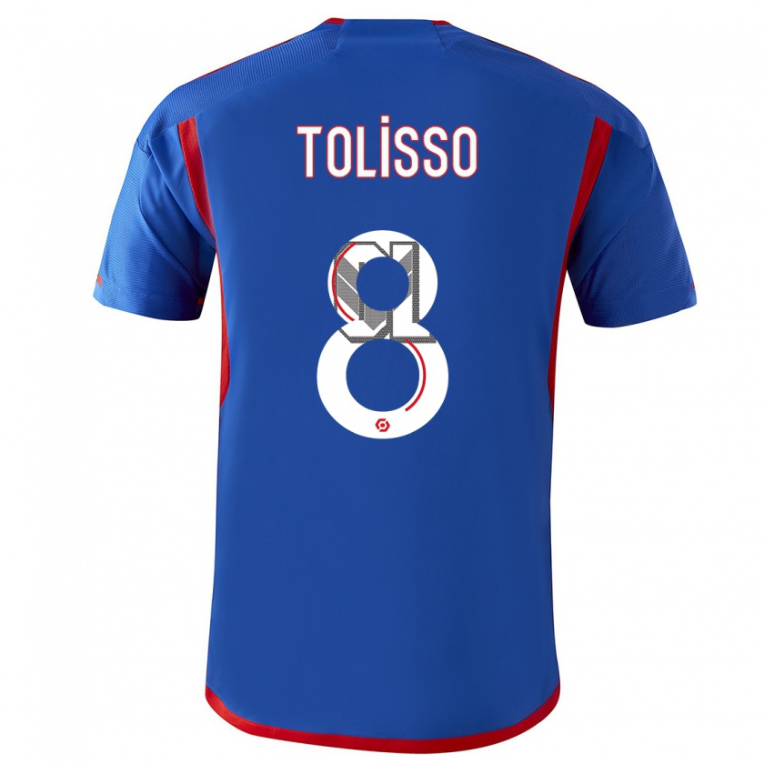 Kandiny Bambino Maglia Corentin Tolisso #8 Blu Rosso Kit Gara Away 2023/24 Maglietta