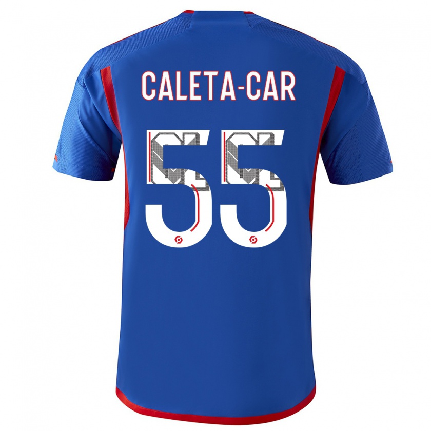 Kandiny Bambino Maglia Duje Caleta-Car #55 Blu Rosso Kit Gara Away 2023/24 Maglietta