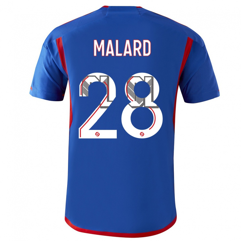 Kandiny Bambino Maglia Melvine Malard #28 Blu Rosso Kit Gara Away 2023/24 Maglietta