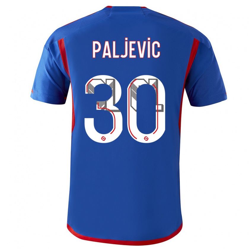 Kandiny Bambino Maglia Alyssia Paljevic #30 Blu Rosso Kit Gara Away 2023/24 Maglietta