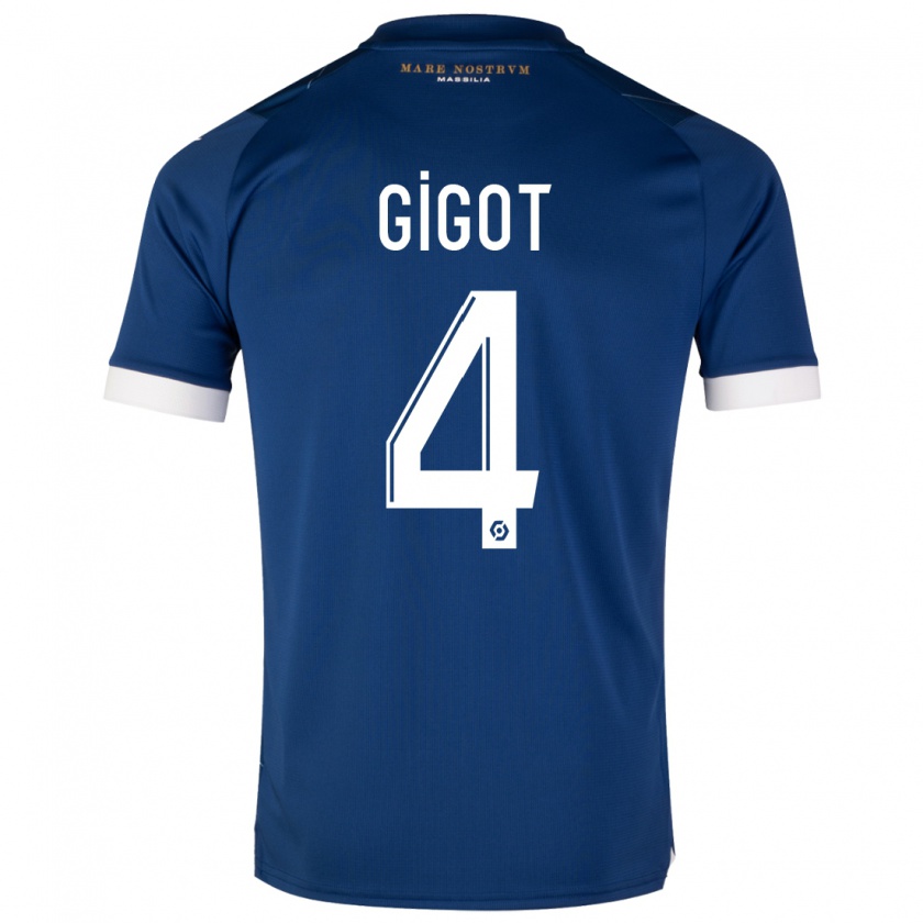 Kandiny Bambino Maglia Samuel Gigot #4 Blu Scuro Kit Gara Away 2023/24 Maglietta