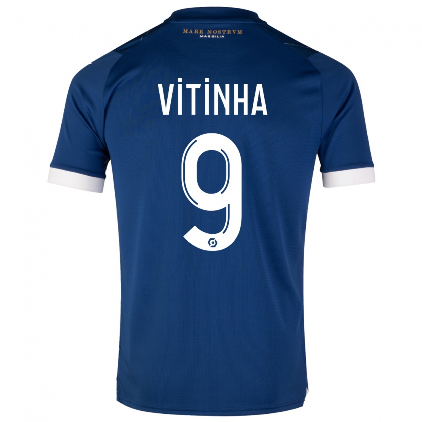 Kandiny Bambino Maglia Vitinha #9 Blu Scuro Kit Gara Away 2023/24 Maglietta