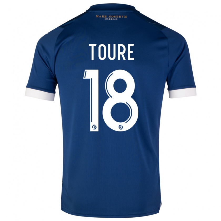 Kandiny Bambino Maglia Isaak Toure #18 Blu Scuro Kit Gara Away 2023/24 Maglietta