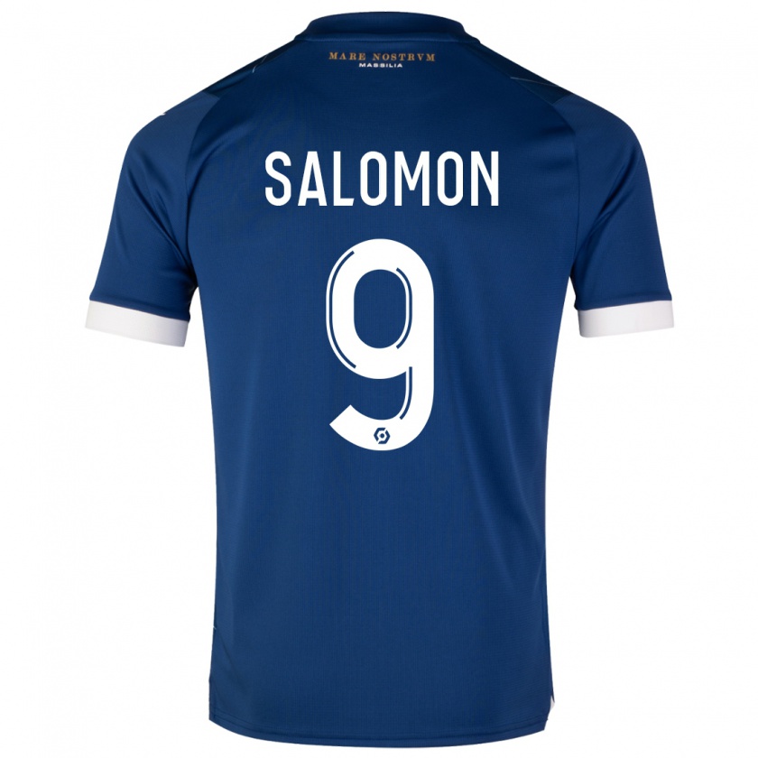 Kandiny Bambino Maglia Maeva Salomon #9 Blu Scuro Kit Gara Away 2023/24 Maglietta